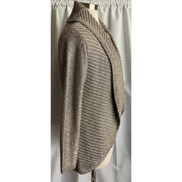 Womens Chicos Special Occasion Cardigan Sweater Tank Top Sequins Taupe Sz 1 - Picture 3 of 16